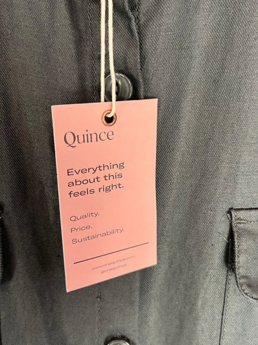 NWT Quince Cotton Linen Twill Short Sleeve Coverall Jumpsuit in Charcoal Size L